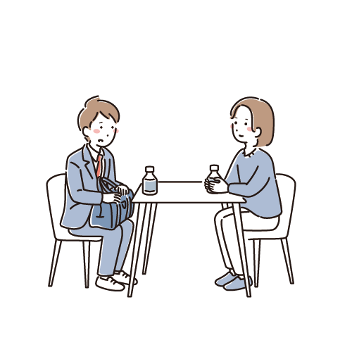 男子生徒の相談を聞く相談員