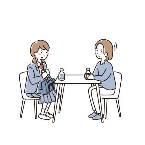 女子生徒の相談を聞く相談員