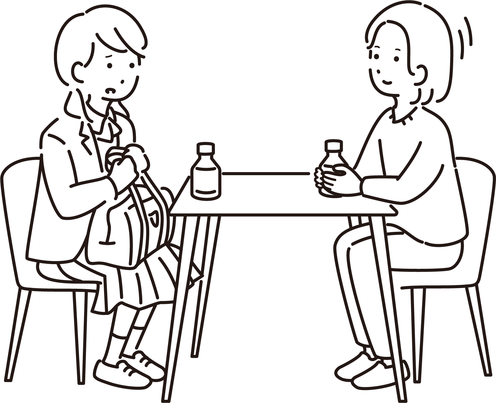 女子生徒の相談を聞く相談員（女性）