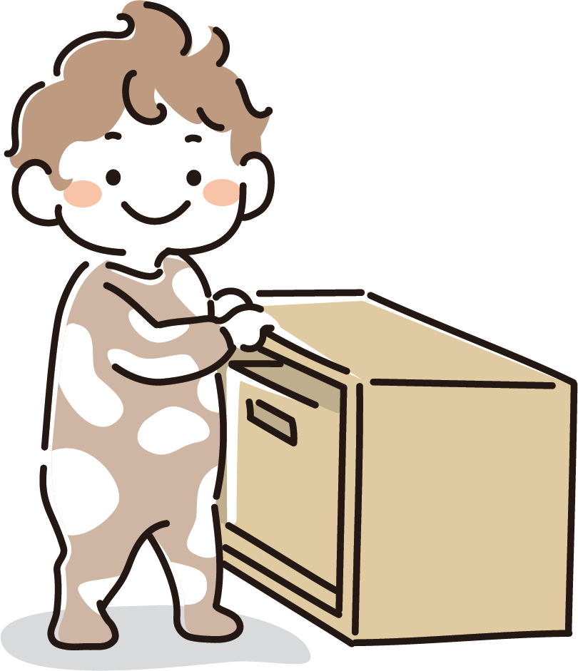 つかまり立ちをする赤ちゃんのイラスト