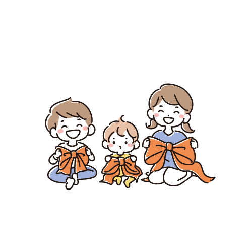 オレンジ色のリボンを持つ子供たちth